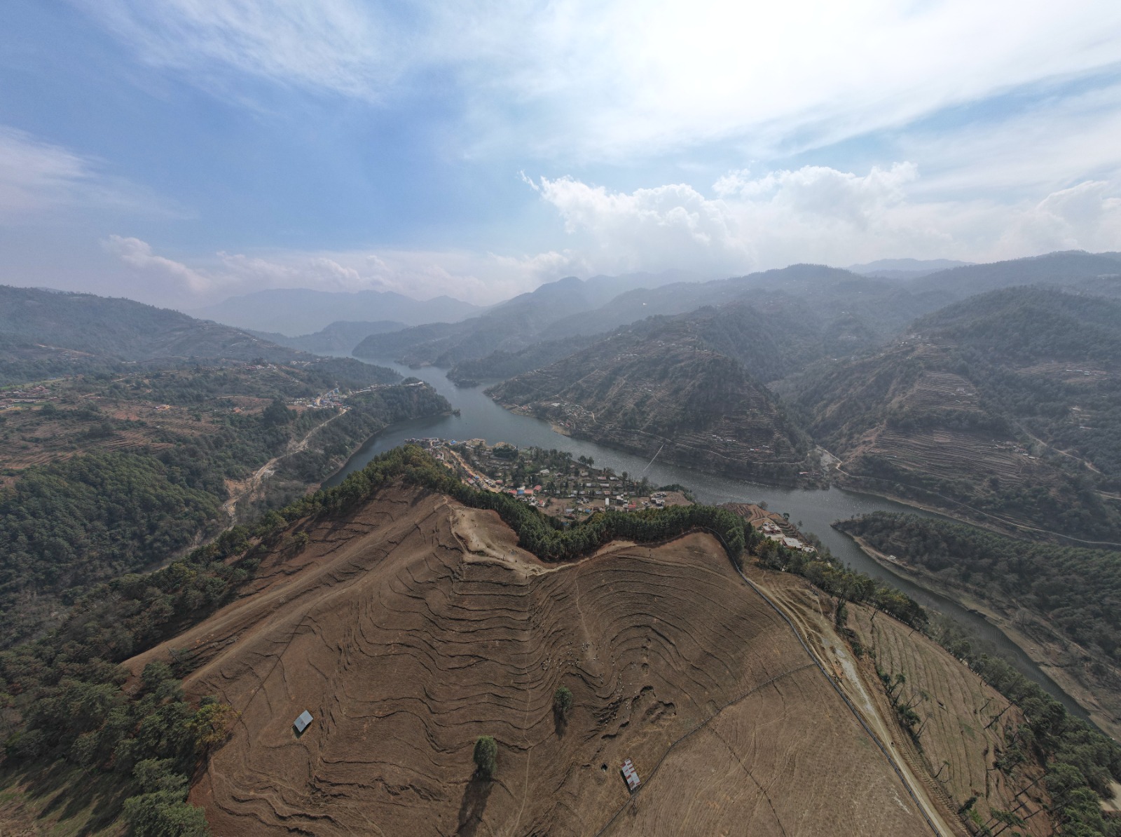 Aerial mountain scenery